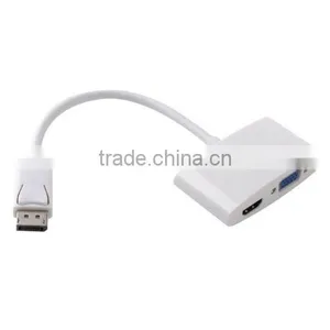 White 2 in 1 DP Display Port to VGA + HDMI Female 2 in 1 Adapter Cable for Dell Nvidia ATI thumbnail-1