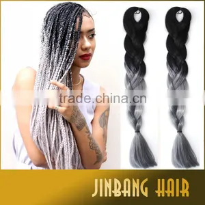 100g 24inch Black and Grey High Temperature Synthetic Fiber Hair Ombre Jumbo Braid thumbnail-1
