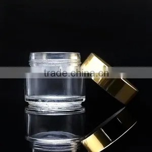 Stock 100gram Cosmetic Clear Jar With Aluminum Gold Lids thumbnail-1