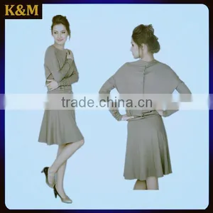 Beige Dress Dress With Sleeves Button Back Dress thumbnail-1