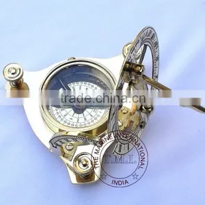 SUNDIAL COMPASS - BRASS SUN DIAL COMPASS - NAUTICAL VINTAGE 3" SUNDIAL - MARINE GIFT thumbnail-5