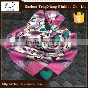 100% Silk Square Scarf With Cartoon Pattern for Children thumbnail-1