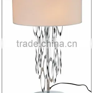 Metal in Chrome Finish Campanula Table Light With Acrylic Top Diffuser Fabric Shade thumbnail-1