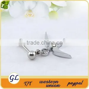 Stainless Steel and Crystal Lip Piercing Fashion Labret Stud Key Logo Labret Ring thumbnail-6
