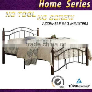 Antique Metal Platform Bed Queen Full Black and Brown thumbnail-1