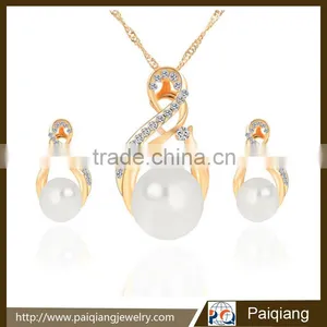 Newest Women Fashionable Pearl Wedding Necklace and Earrings Set Jewelry Set thumbnail-1