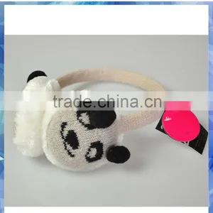 2014 Women Beige and Black Panda Knitted Custom Earmuff thumbnail-1