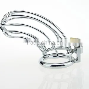 Girls Lock The Steel Anal Lock Penis Ring Sex Toy Chastity Cock Cage thumbnail-2