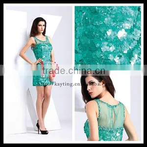 Green Chiffon Halter Sexy Short Evening Dress Sheer Back Decent Short Formal Dress for Wedding thumbnail-1