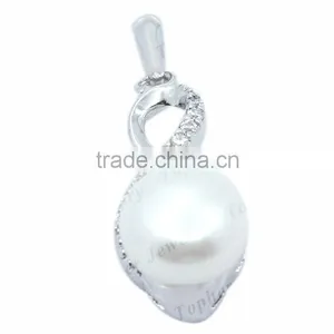 Sterling Silver With Large Pearl Pendant, Silver Jewellery Wholesale Pearl Pendant thumbnail-1