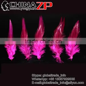Top Supplier ZPDECOR Wholesale Good Quality Colored Fuchsia Chicken Rooster Saddle Feathers for Sale thumbnail-1