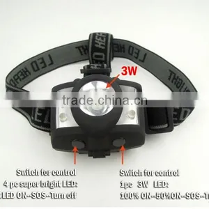 3W+4 Red LED Headlight Camping Headlamp Outdoor Emergency Head Torch Rubber Priting thumbnail-3