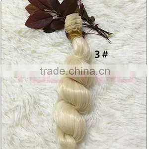 Cheap Heat Resistant Synthetic Blonde Kinky Curly Hair Weft for DIY Doll Hair Wig thumbnail-1