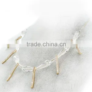 Fashion Necklace 2016 Stainless Steel Gold Crystal Bar Necklace thumbnail-1
