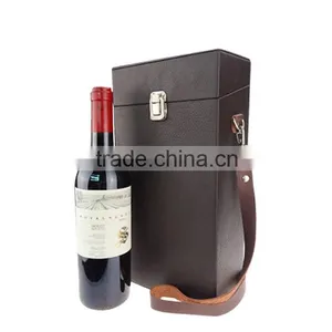Wholesale Custom High-grade Leather 2 Bottles of Champagne Wine Box, Brown Gift Box thumbnail-1