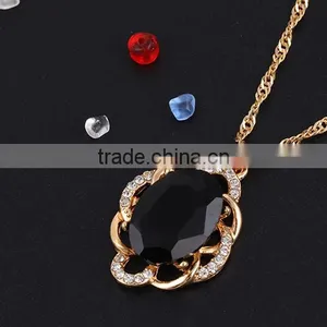 Online Shop Blue Zircon Stone Necklace Set Crystal Earring Jewelry Gold Plated thumbnail-6