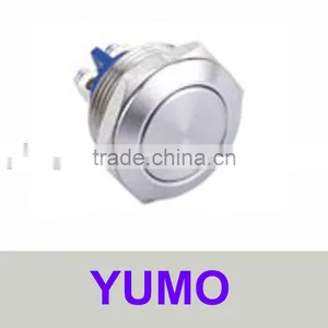 19mm Metal Pushbutton JS19F-10 YUMO Stainless Steel Flat Round thumbnail-1