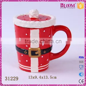 Christmas Gift Red Ceramic Sublimation Mug With Lid thumbnail-1