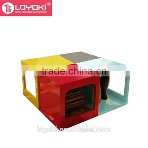 New Design Colorful Wood Sofa Side Table Multifunction Assembly Cube Bookshelf High Quality Glossy MDF Wood Coffee Table thumbnail-6