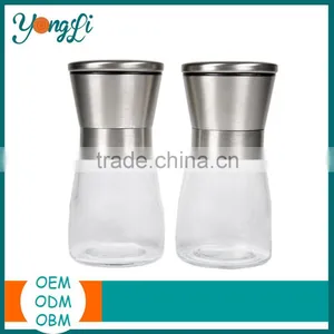 Amazon Best Seller Glass & Stainless Steel Salt and Pepper Grinder Set thumbnail-2