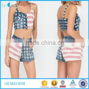 2017 Fashion American Flag Sets Woman Sexi Tops and Panty thumbnail-1