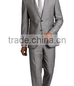 Grey Crosshatch Wool-Linen Blend Two Button Suit(SHT1153) thumbnail-1