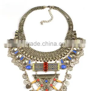 Vintage Alloy Blue Resin Collar Necklace for Womens thumbnail-4