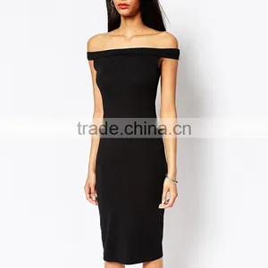 Bardot Midi Bodycon Dress One Piece Dress Pattern in Black thumbnail-4