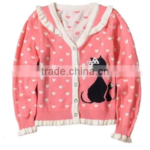 2015 New Design Girl Cardigan Sweater Scallop Trim Children Wear Cardigan thumbnail-1