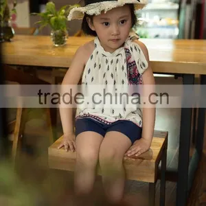 Lovely Fashion 2016 Girl Sleeveless Blouse Summer Blouse off Shoulder Blouse Bright Color Baby Girl Printed Dress for Summer thumbnail-2