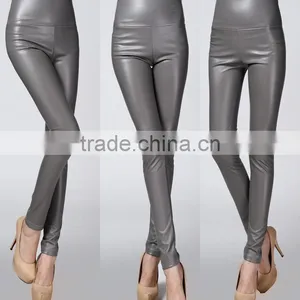 Wholesale Plain Womens Tight Pants/sexy Faux Leather High Waist Leggings Stretch PU Pants Laides Skinny Trousers thumbnail-4