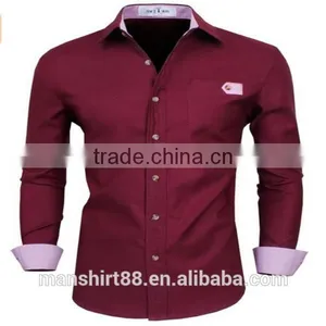 2016 New Wholesale Stylish Slim Fit Long Sleeve Contrast Custom Mens Casual Dress Shirts thumbnail-5