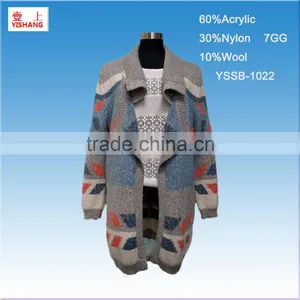 60%Acrylic 30%Nylon 10%Wool Fashion Jacquard Lady Fashion Sweater thumbnail-1