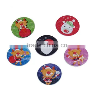 Wood Sewing Buttons Scrapbooking 2 Holes Oval At Random Christmas Pattern thumbnail-1