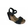 10.5cm Heels Fashion PU Upper Material Black Ladies Wedge Sandals Support OEM thumbnail-1
