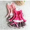 Baby Kids Girls 3PCS Lace Cardigan+T-Shirt+Floral TUTU Princess Skirt Suits Set thumbnail-1