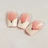 Natural Looking Fake Nails Pink White French Tip Fake Nails For Girls thumbnail-1