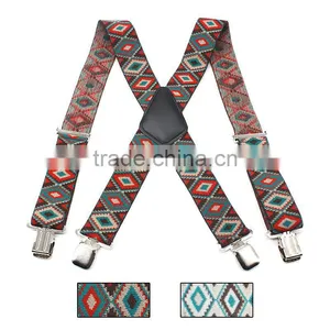 2017 Jacquard Checkered Weave Men Suspenders - Wide Clip Brace thumbnail-1