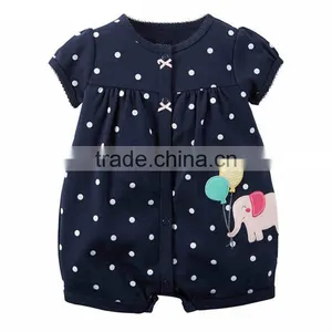 Summer Short Sleeves Cartoon Cotton Newborn Baby Girls Boys Jumpsuits thumbnail-2