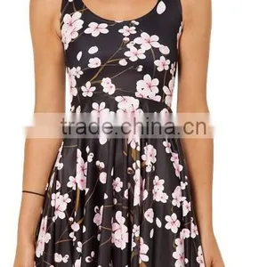 3D Digital Printed Floral Galaxy Plum Twelfth Skater Skirts thumbnail-2