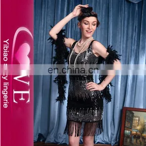 Tango Midi Dress Black Sequin Sexy Dance Costume thumbnail-1