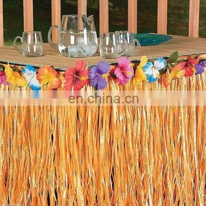 Hawaiian Table Skirt Luau Hibiscus Table Hula Skirt thumbnail-2