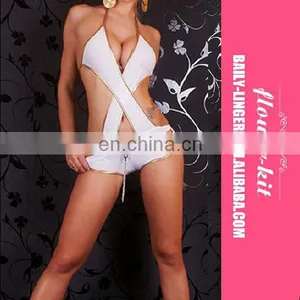 Factory Price Women Hot Sexy White Halter Teddy Lingerie thumbnail-2