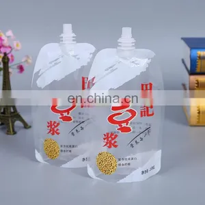 Manufacturer Customized Transparent Plastic Reusable Spout Pouch for Soymilk/juice Liquid Drinking Pouch With 250ml thumbnail-1