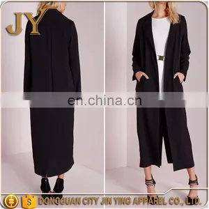 China Factory Custom Fashionable Women Black Color Long Style Wool Coat Women Warn Winter Coat thumbnail-1