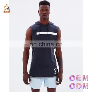 Dropped Armhole Sleeveless Longline Compression Burnout Dri Fit Fitness Cotton Bodybuilding Sublimation Mens Tank Top thumbnail-1