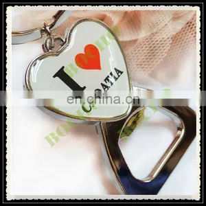 Heart Shape Bottle Opener Keychain, Metal Opener Keyring With Printed Logo, Fashion Key Chain for Tourist thumbnail-1