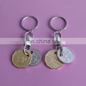 Metal Canadian Grocey Shopping Cart Token Coin Key Chains, Personalized Two Color Plate Canada Trolley Coin Keyrings thumbnail-1