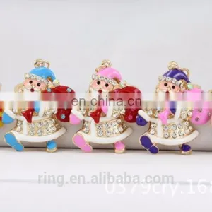 Hottest Christmas Santa Claus Zinc Alloy 18K Gold Keychain thumbnail-4