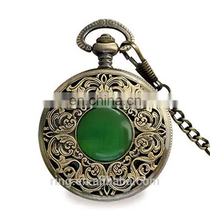 Western Classical Mechanical Gemstone Pocket Necklace Watch thumbnail-2